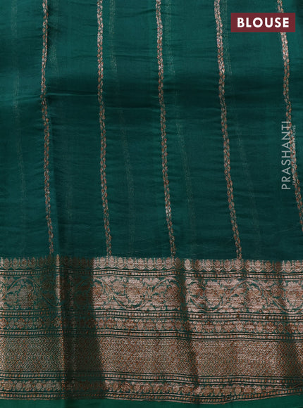 Banarasi organza saree coffee brown and green with thread & zari woven buttas and woven border