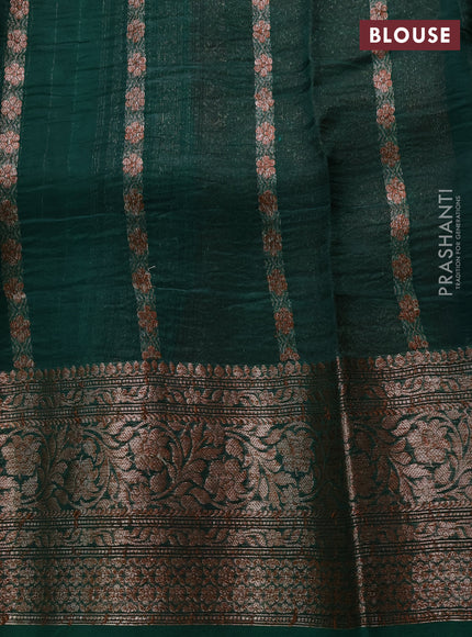 Banarasi organza saree mustard yellow and maroon green with thread & zari woven buttas and long woven border
