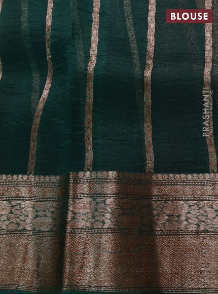 Banarasi organza saree mustard yellow and maroon green with thread & zari woven buttas and long woven border