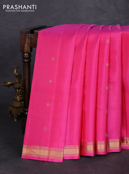 Pure kanchipuram silk saree pink with zari woven buttas and small zari woven border
