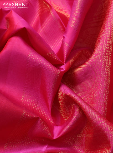 Pure kanchipuram silk saree pink with zari woven buttas and small zari woven border