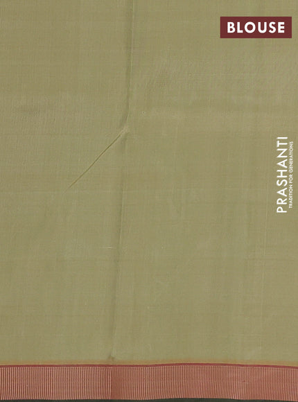 Pure kanchipuram silk saree pista green and red with plain body and thread woven border