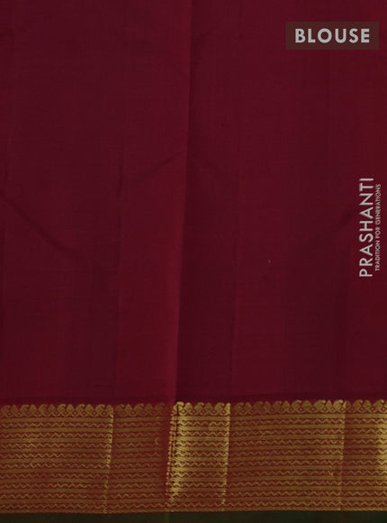 Pure kanchipuram silk saree pink and maroon with plain body and zari woven border