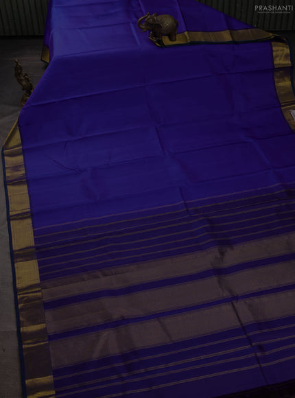 Pure kanchipuram silk saree royal blue with plain body and zari woven border