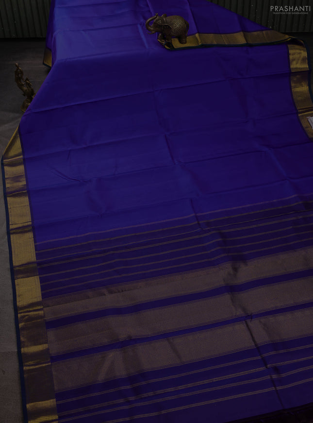 Pure kanchipuram silk saree royal blue with plain body and zari woven border