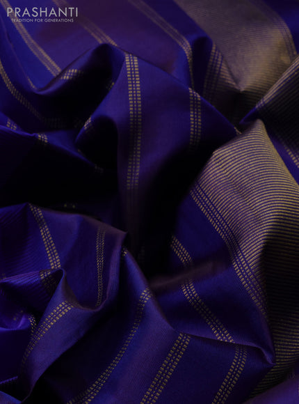 Pure kanchipuram silk saree royal blue with plain body and zari woven border