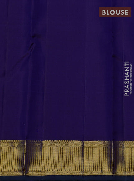 Pure kanchipuram silk saree royal blue with plain body and zari woven border