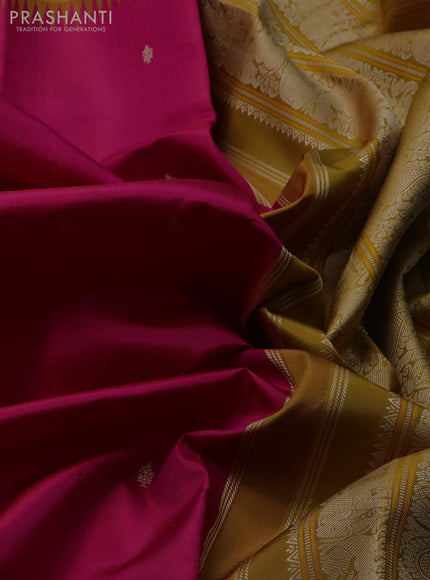 Pure kanchipuram silk saree dark pink with thread woven buttas and ganga jamuna border