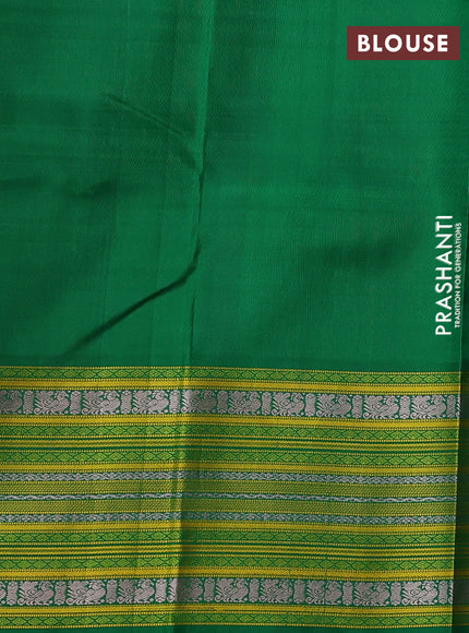 Pure kanchipuram silk saree dual shade green and green with thread woven buttas and long thread woven border