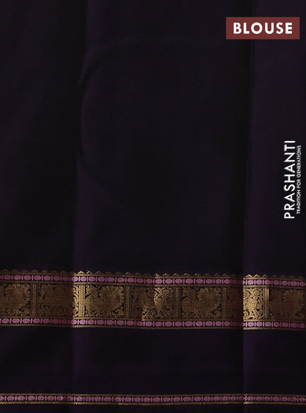 Pure kanchipuram silk saree red and deep violet with annam zari woven buttas and rettapet zari woven border