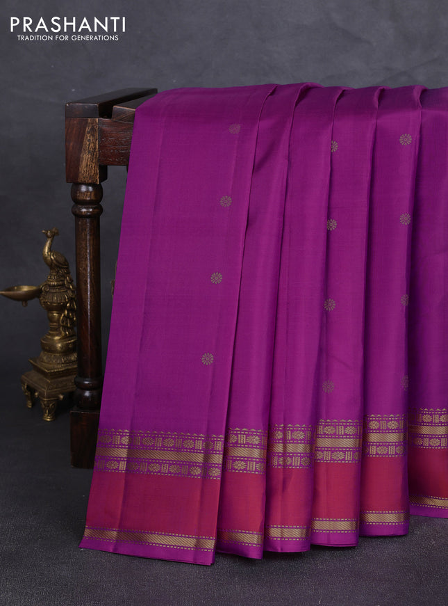 Pure kanchipuram silk saree pink with zari woven buttas and rettapet zari woven border
