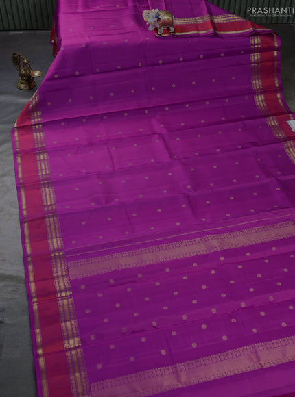 Pure kanchipuram silk saree pink with zari woven buttas and rettapet zari woven border