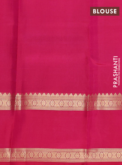Pure kanchipuram silk saree purple shade and tomato pink with annam zari woven buttas and long rettapet zari woven border