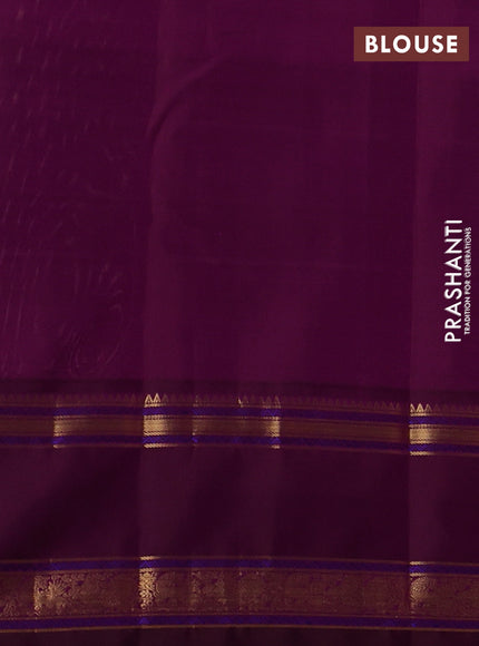 Pure kanchipuram silk saree cream and wine shade with zari woven buttas and temple design rettapet zari woven border