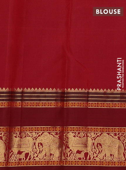 Pure kanchipuram silk saree red and maroon with zari woven buttas and long rettapet zari woven border