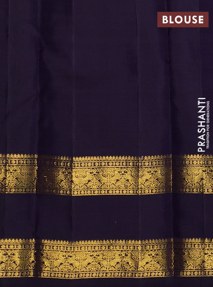 Pure kanchipuram silk saree navy blue with allover zari woven buttas and rettapet zari woven border