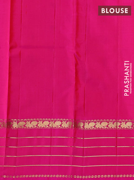 Pure kanchipuram silk saree orange and pink with allover zari woven buttas and long zari woven border