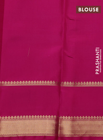 Pure kanchipuram silk saree dark pink with allover small zari checked pattern and rettapet zari woven butta border