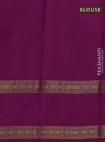 Pure kanchipuram silk saree purple and pink with allover zari checked pattern and rettapet zari woven butta border