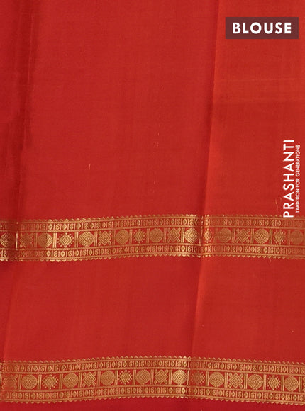 Pure kanchipuram silk saree rust shade with allover zari checks & buttas and rettapet long zari woven butta border