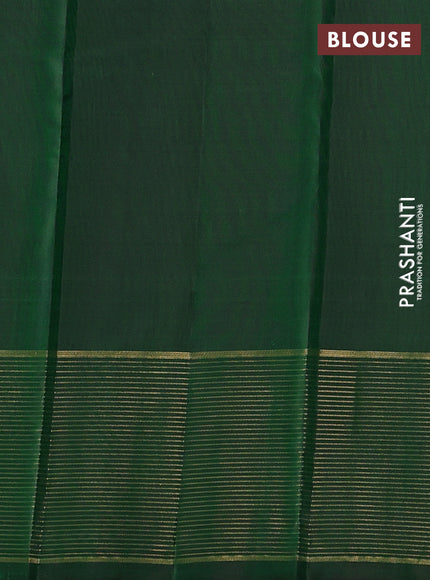 Pure kanchipuram silk saree light green and green with allover stripe pattern and zari woven border