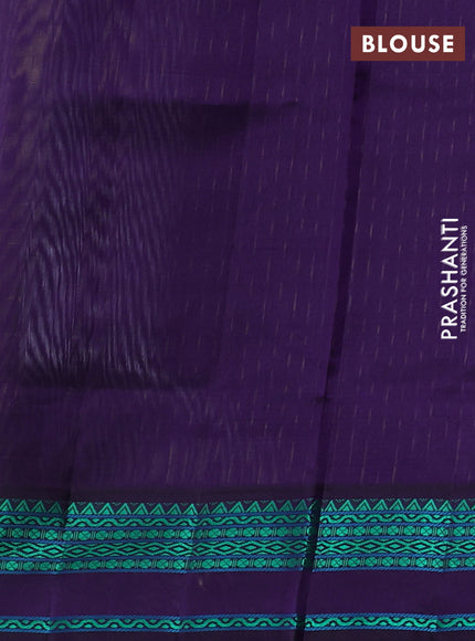 Pure kanchipuram silk saree grey and violet with allover small checked pattern and thread woven border