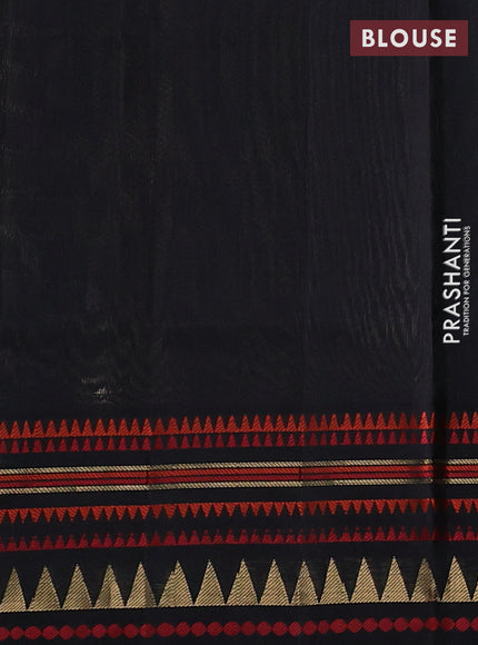 Pure kanchipuram silk saree cream and black with allover zari checked pattern and woven border