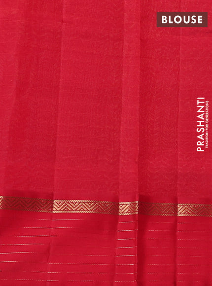 Pure kanchipuram silk saree royal blue and red with allover stripe pattern and ganga jamuna border