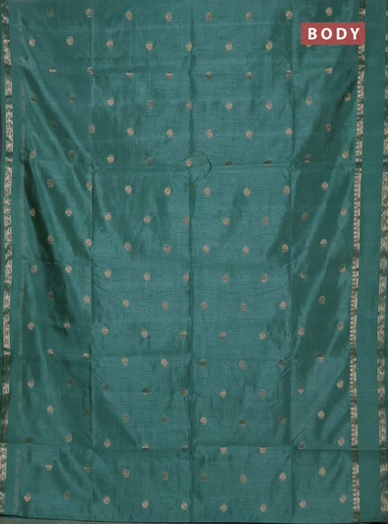 Semi raw silk saree pastel green with allover zari woven buttas and rettapet zari woven border