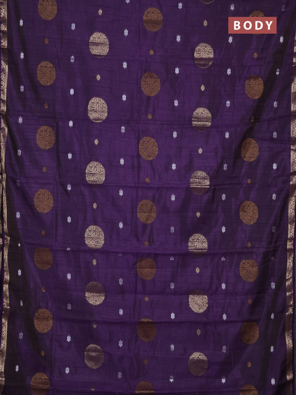 Semi raw silk saree violet with allover thread & zari woven floral buttas and small zari woven border