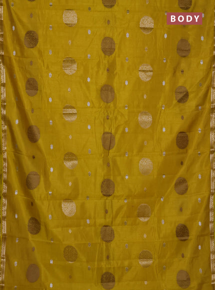 Semi raw silk saree light green with allover thread & zari woven floral buttas and small zari woven border