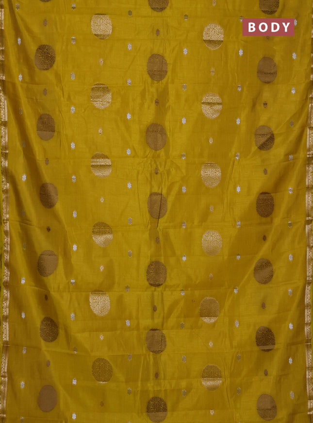 Semi raw silk saree light green with allover thread & zari woven floral buttas and small zari woven border