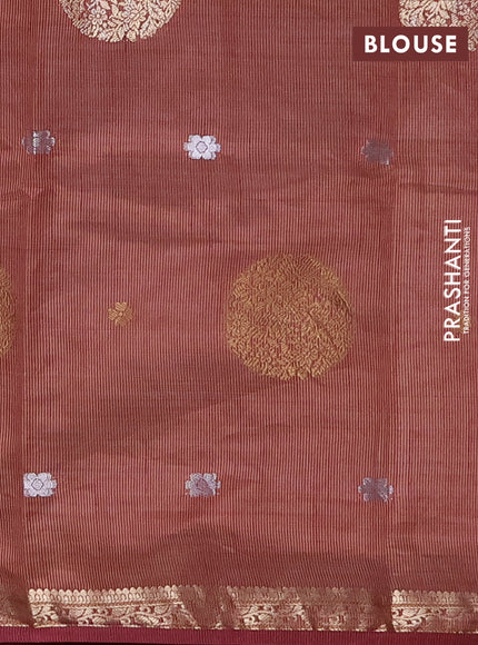 Semi raw silk saree deep wine shade with allover thread & zari woven floral buttas and small zari woven border