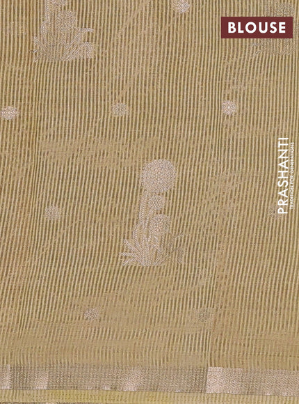 Semi raw silk saree beige with zari woven buttas and small zari woven border