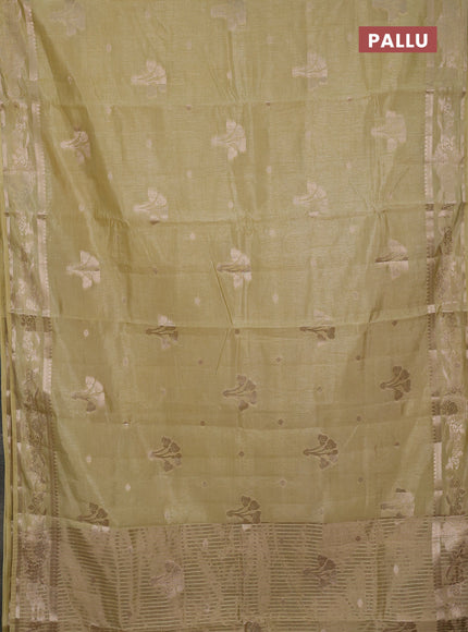 Semi raw silk saree beige with zari woven buttas and zari woven border