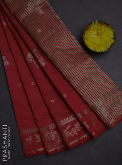 Semi raw silk saree pink with zari woven buttas and zari woven border