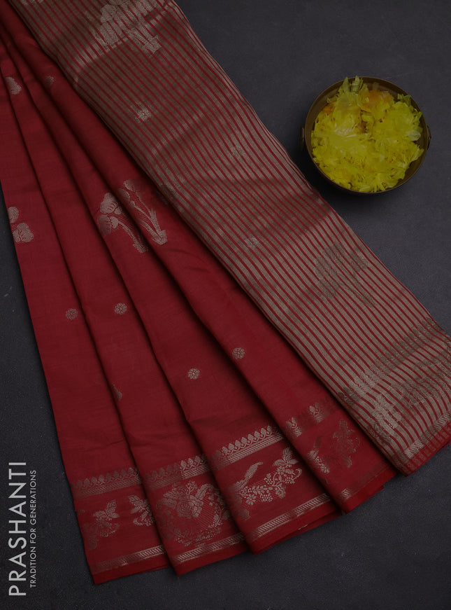 Semi raw silk saree pink with zari woven buttas and zari woven border