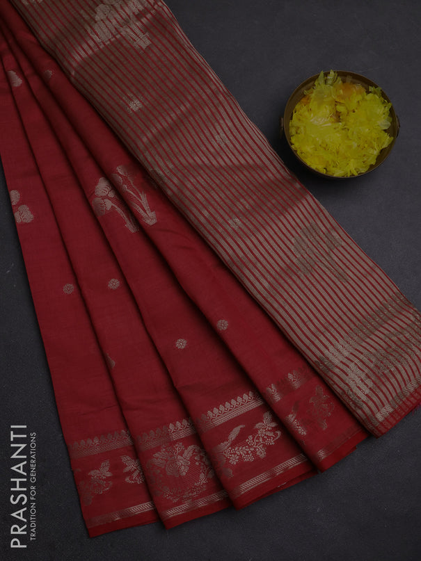 Semi raw silk saree pink with zari woven buttas and zari woven border