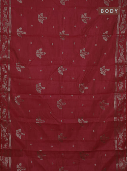 Semi raw silk saree pink with zari woven buttas and zari woven border