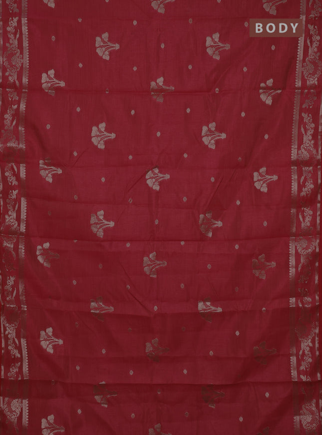 Semi raw silk saree pink with zari woven buttas and zari woven border