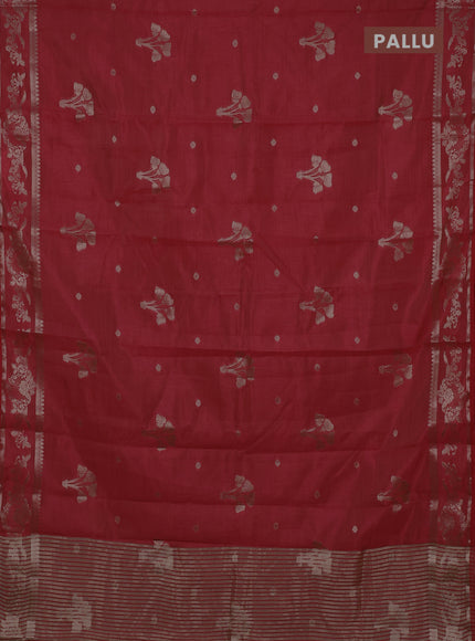Semi raw silk saree pink with zari woven buttas and zari woven border