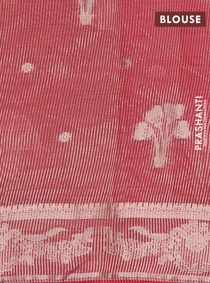 Semi raw silk saree pink with zari woven buttas and zari woven border