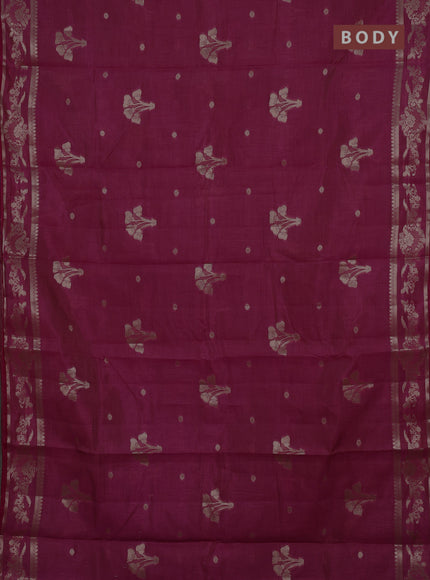 Semi raw silk saree wine shade with zari woven buttas and zari woven border