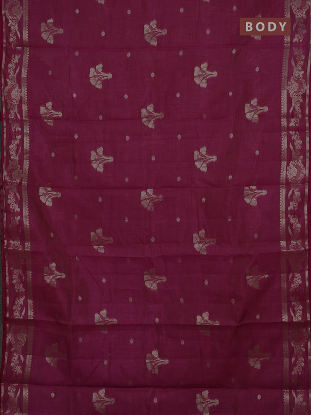 Semi raw silk saree wine shade with zari woven buttas and zari woven border