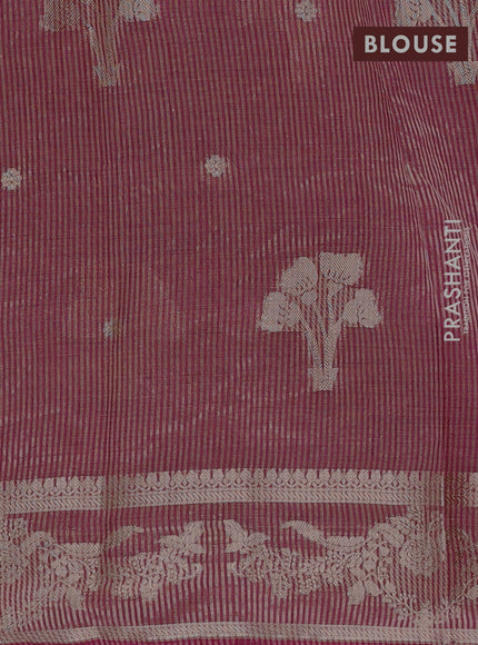 Semi raw silk saree wine shade with zari woven buttas and zari woven border