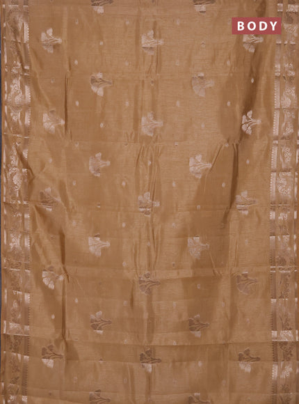 Semi raw silk saree sandal with zari woven buttas and zari woven border