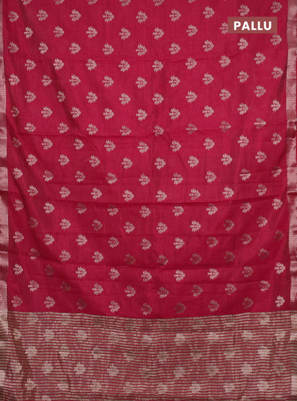 Semi raw silk saree red with allover zari woven buttas and zari woven border