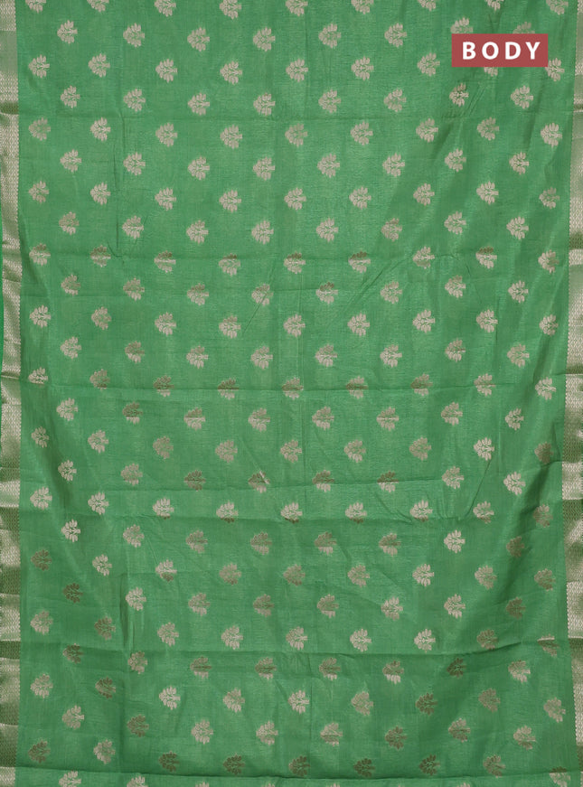 Semi raw silk saree light green with allover zari woven buttas and zari woven border