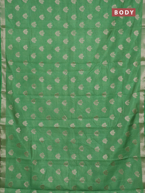 Semi raw silk saree light green with allover zari woven buttas and zari woven border