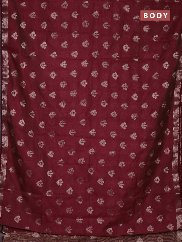 Semi raw silk saree deep maroon with allover zari woven buttas and zari woven border